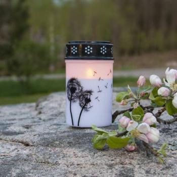 LED sírfény Pitypang, 12 cm fehér/fekete műanyag elemes, 12 cm-es kép