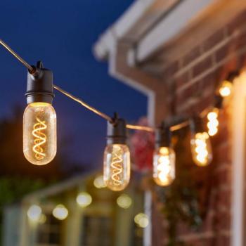 Vintage 365 LED fényfüzér, 8 izzós, üveg, IP44 kép