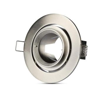 LED spotlámpa keret kerek, dönthető, GU10, szatén nikkel, V-TAC, 3690 kép