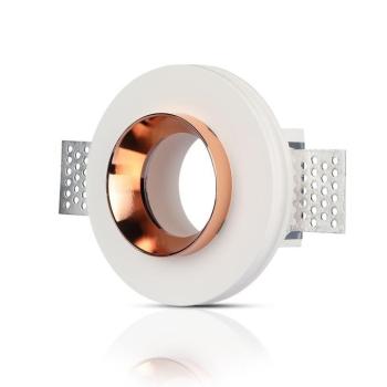 LED spotlámpa keret kerek, GU10, fehér, matt rózsaarany, V-TAC, 3147 kép