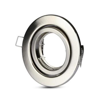 LED spotlámpa keret kerek, GU10, szatén nikkel, V-TAC, 3470 kép