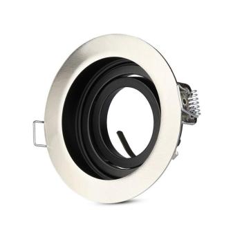 LED spotlámpa keret kerek, GU10, szatén nikkel, V-TAC, 3596 kép