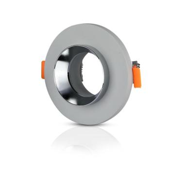 LED spotlámpa keret kerek, GU10, szürke, króm, V-TAC, 3128 kép