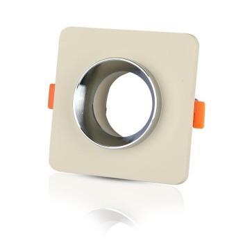 LED spotlámpa keret négyzet alakú, GU10, bézs, króm, V-TAC, 3122 kép
