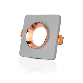 LED spotlámpa keret négyzet alakú, GU10, szürke, matt rózsaarany, V-TAC, 3118 kép