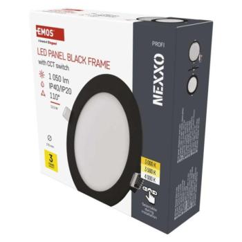 LED süllyesztett lámpatest NEXXO, kerek, fekete, 12W, CCT kép