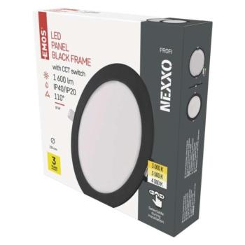LED süllyesztett lámpatest NEXXO, kerek, fekete, 18W, CCT kép