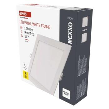 LED süllyesztett lámpatest NEXXO, négyzet, fehér, 12W, természetes fehér kép