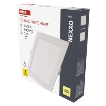 LED süllyesztett lámpatest NEXXO, négyzet, fehér, 18W, meleg fehér kép