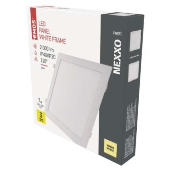 LED süllyesztett lámpatest NEXXO, négyzet, fehér, 24W, meleg fehér kép