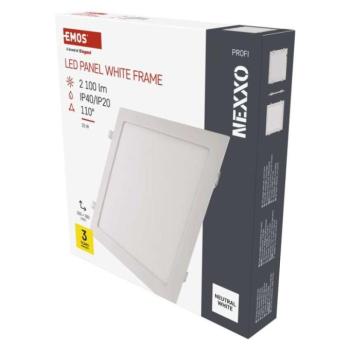 LED süllyesztett lámpatest NEXXO, négyzet, fehér, 24W, természetes fehér kép
