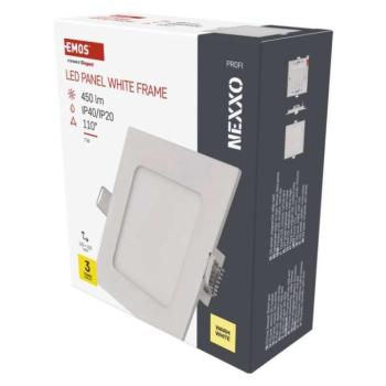 LED süllyesztett lámpatest NEXXO, négyzet, fehér, 7W, meleg fehér kép