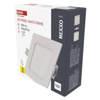 LED süllyesztett lámpatest NEXXO, négyzet, fehér, 7W, természetes fehér kép
