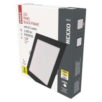 LED süllyesztett lámpatest NEXXO, négyzet, fekete, 18W, CCT kép
