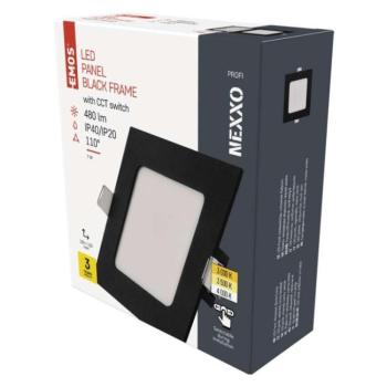 LED süllyesztett lámpatest NEXXO, négyzet, fekete, 7W, CCT kép
