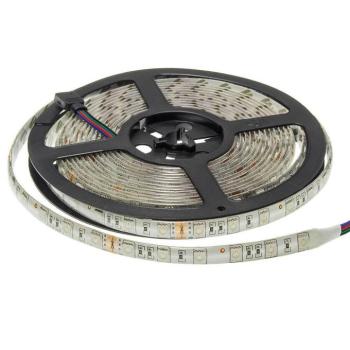 LED szalag 5050 RGB 24v vízálló professzionális kiadás, 14,4W, dimmelhető, 1000 lm, IP54, Optonica, 4862 kép