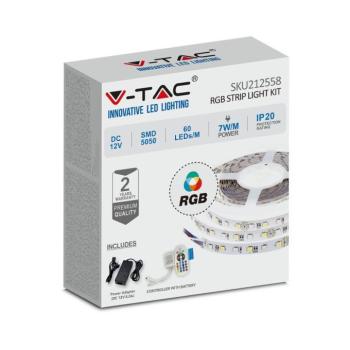 LED szalag szett EU csatlakozóval, 7w, RGB, 100-240V, 120°, V-TAC, 212558 kép