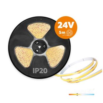 LED szalag TRAMO 320 COB 5m 6500K 24V IP20 Kobi Prémium, 10W, hideg fehér, 525lm, CRI≥90, szabályozható, KOBI-004620 kép