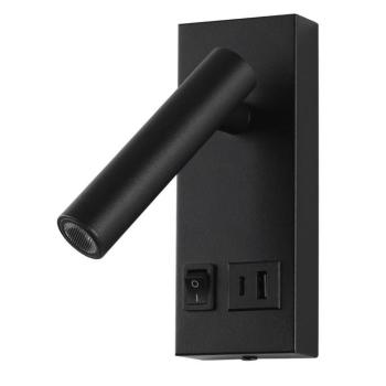 LED szekrényvilágítás 2w ki/be kapcsolóval + usb-vel, fekete, 3000K, meleg fehér, 140 lm, Optonica, 7589 kép