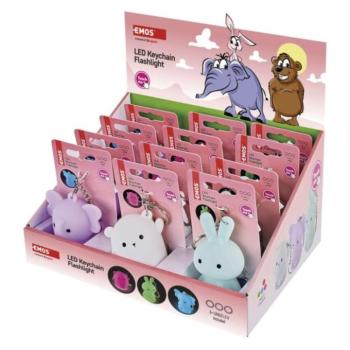 LED szilikon kulcstartó – állatkák, 12 db, display box, 5, EMOS, P4723 kép