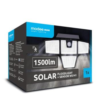 LED szolár napelemes reflektor, 6500K, 1500lm, ABS-polipropilén, IP44, mozgásérzékelő szenzor, Modee, ML-WS141 kép