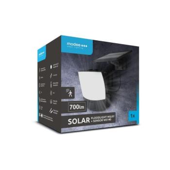 LED szolár napelemes reflektor, 6500K, 700lm, ABS-polipropilén, IP44, mozgásérzékelő szenzor, Modee, ML-WS140 kép