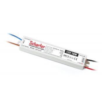 LED tápegység , 12 Volt , 18 Watt , 1,5A , kültéri , vízálló , IP67 , Scharfer , 7 év garancia kép