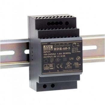 LED tápegység , Mean Well , HDR-60-12 , 12 Volt , 60 Watt , DIN sínre szerelhető , ipari kép