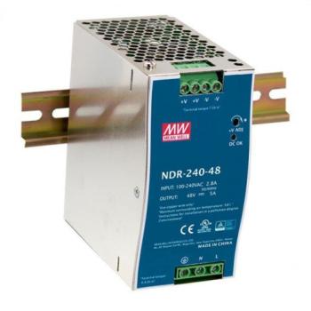 LED tápegység , Mean Well , NDR-240-24 , 24 Volt , 240 Watt , 0-10 V szabályozható , DIN sínre szerelhető , ipari kép