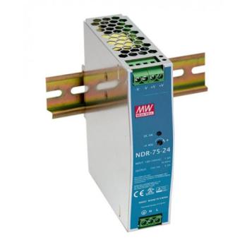 LED tápegység , Mean Well , NDR-75-24 , 24 Volt , 75 Watt , DIN sínre szerelhető , ipari kép