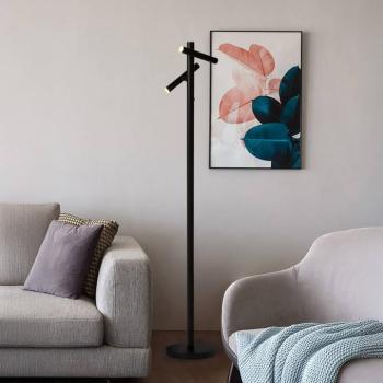 LED tölthető állólámpa 10460BK, fekete, magasság 127 cm, CCT 2 izzós. kép