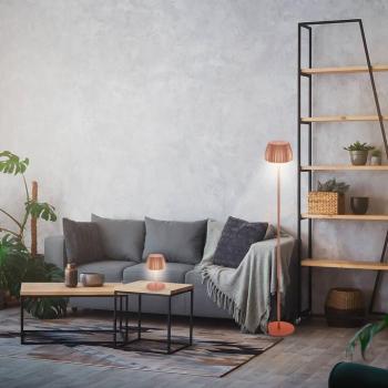 LED tölthető állólámpa Brilo unplugged Riffle, rézszínű kép
