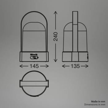 LED tölthető asztali világítás ASA BIG, világosszürke/antracit, 24 cm, IP44 kép