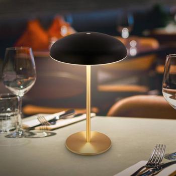 LED tölthető asztali világítás Brilo unplugged Caxa, fekete/sárgaréz kép