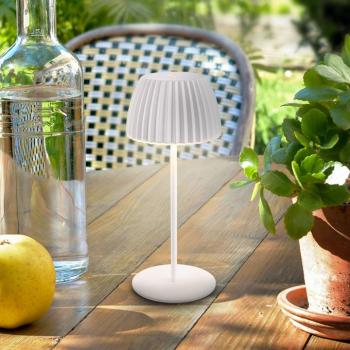 LED tölthető asztali világítás Brilo unplugged Riffle, 20 cm, fehér kép