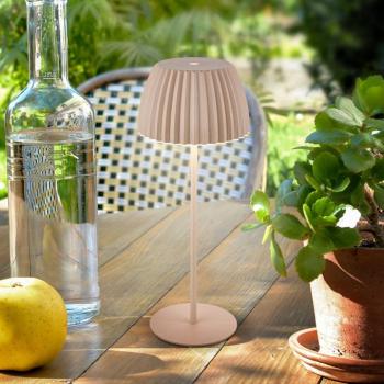 LED tölthető asztali világítás Brilo unplugged Riffle, 36 cm, bézs kép