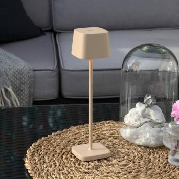 LED tölthető asztali világítás Capri, magasság 25 cm, homokszínű, IP54 kép