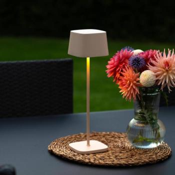 LED tölthető asztali világítás Capri, magasság 36 cm, homokszínű, IP54 kép