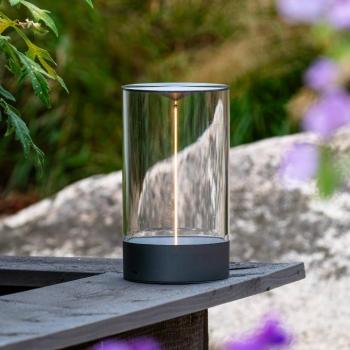 LED tölthető asztali világítás Edison, magasság 23 cm, szürke/átlátszó, IP54 kép