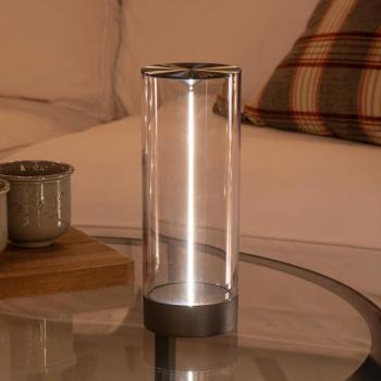 LED tölthető asztali világítás Edison, magasság 24 cm, szürke/átlátszó, IP54 kép