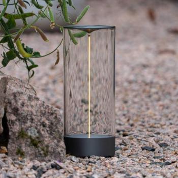 LED tölthető asztali világítás Edison, magasság 32 cm, szürke/átlátszó, IP54 kép