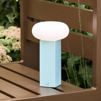 LED tölthető asztali világítás, kék, magasság 20 cm, fém, dimmelhető kép