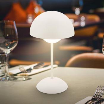 LED tölthető asztali világítás Kugle, fehér, fém, IP44, dimmelhető fényerő kép