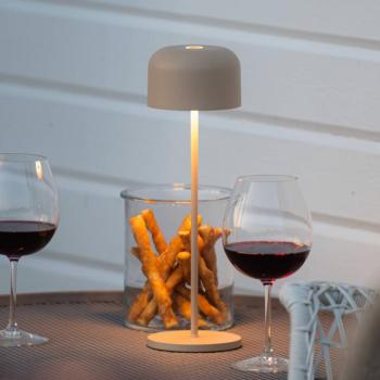 LED tölthető asztali világítás Lille, magasság 36 cm, homokszínű, IP54, USB kép