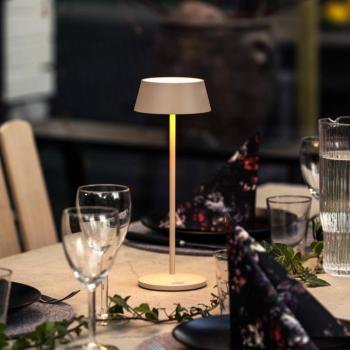 LED tölthető asztali világítás Menton, homokszínű, magasság 27 cm, IP54, USB kép