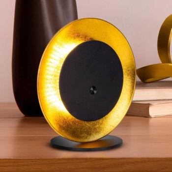 LED tölthető asztali világítás Solan, fekete/arany, napelemes, IP54 kép