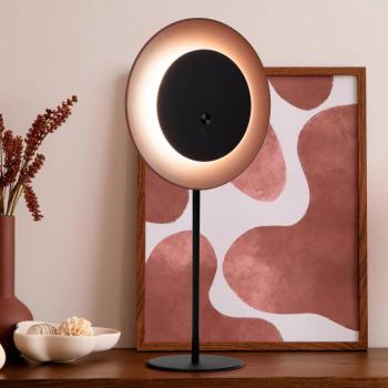 LED tölthető asztali világítás Solan, fekete/barna, napelemes, IP54 kép