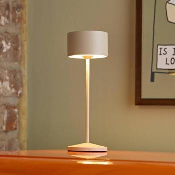 LED tölthető asztali világítás Veluna, bézs, magasság 25 cm, IP44, dimmelhető kép