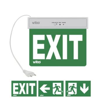 LED tölthető kijáratmutató vészvilágító lámpa EXIT-10 2W 6500K 100lm Li-ion piktogramokkal IP20 5020141 VITO kép