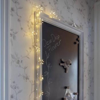 LED tündérfények Harmatcsepp virág, ezüst, 140 cm, elemes kép